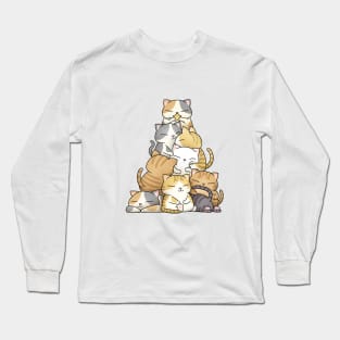 Chubby Cat Christmas Tree (White) Long Sleeve T-Shirt